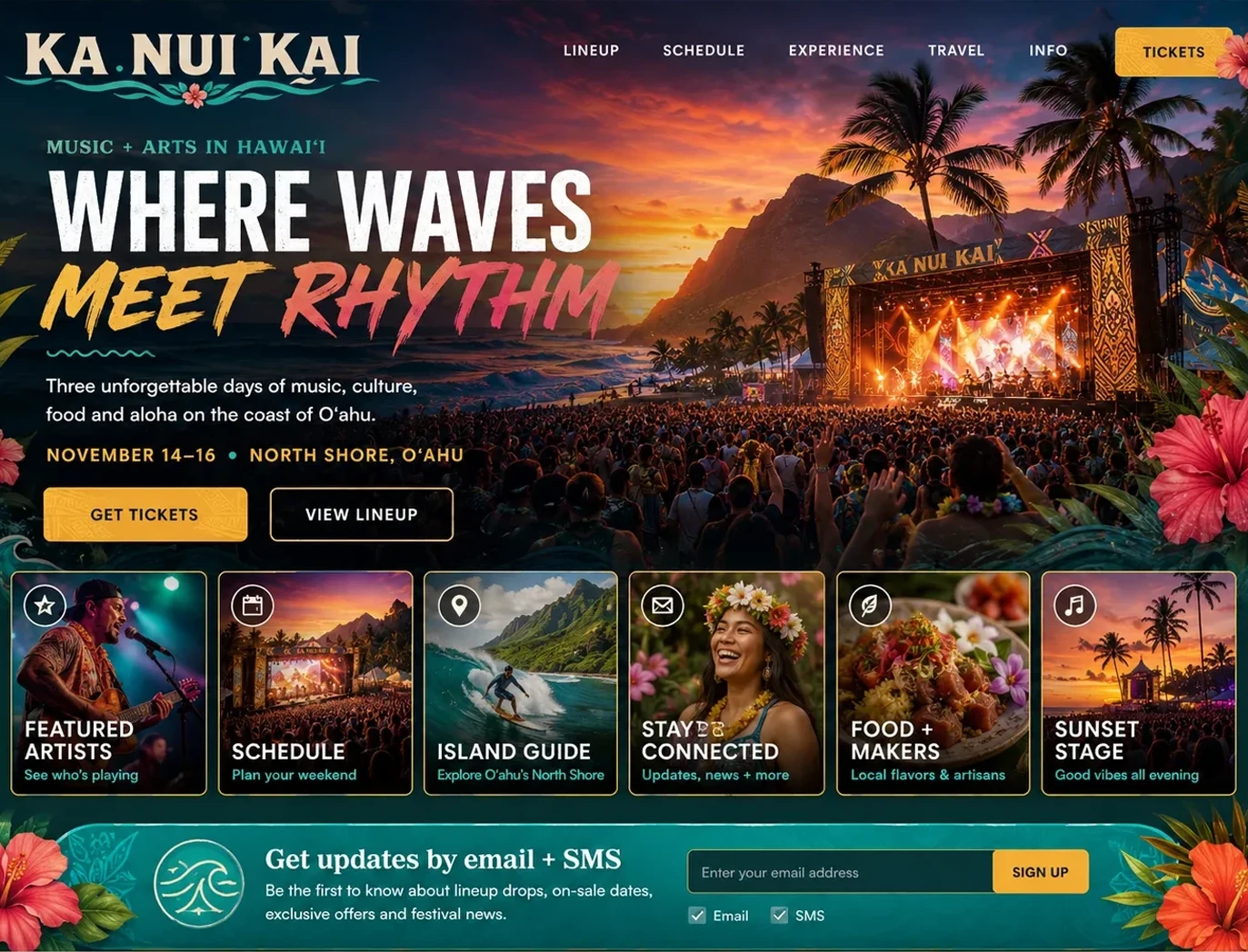 Ka Nui Kai festival website concept in a desktop browser